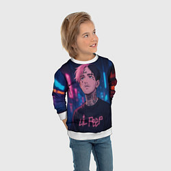 Свитшот детский LiL Peep - Неоновый аниме арт, цвет: 3D-белый — фото 2