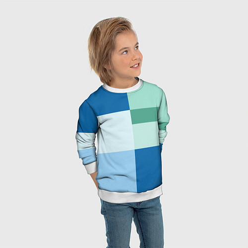 Детский свитшот Мятное небо колор-блок / 3D-Белый – фото 3
