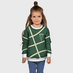 Свитшот детский Милуоки Бакс - баскетбольные линии, цвет: 3D-белый — фото 2