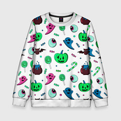 Детский свитшот Halloween light green pumpkin - паттерн