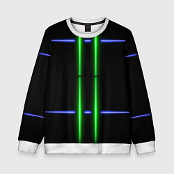 Детский свитшот Neon black light blue green line