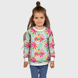 Свитшот детский Palm yellow pink, цвет: 3D-белый — фото 2