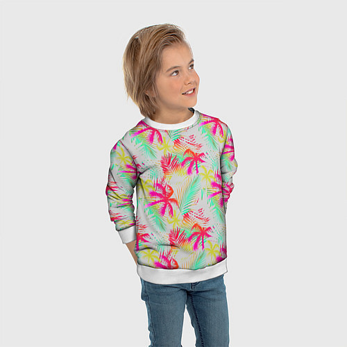 Детский свитшот Palm yellow pink / 3D-Белый – фото 3