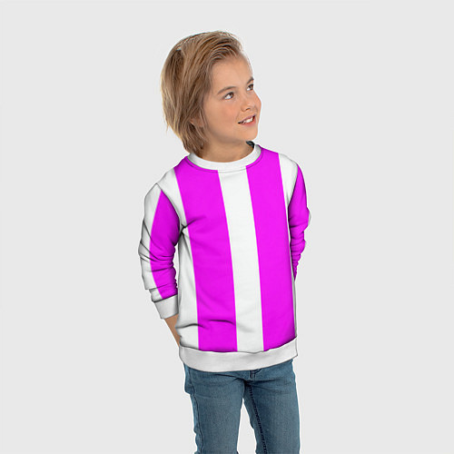 Детский свитшот Color white pink line / 3D-Белый – фото 3