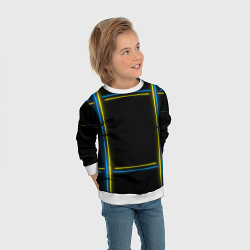 Детский свитшот Neon yellow blue / 3D-Белый – фото 3