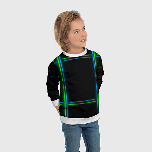 Детский свитшот Neon green light blue / 3D-Белый – фото 3