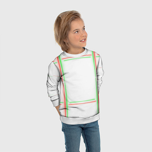 Детский свитшот Neon light green red / 3D-Белый – фото 3