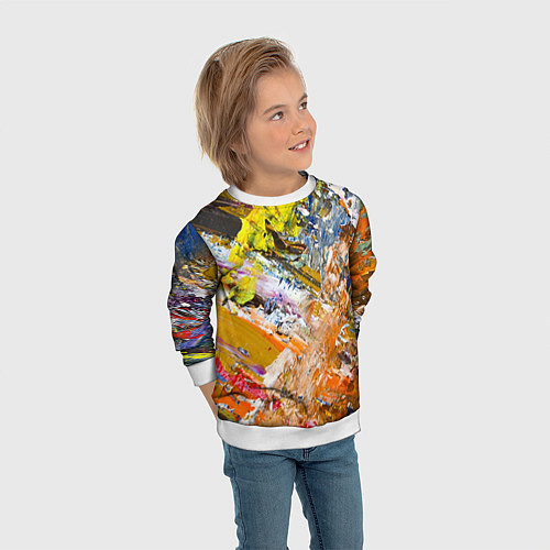 Детский свитшот Живая Абстракция: Поток Цветов и Форм в Постоянном / 3D-Белый – фото 3