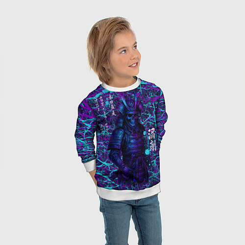 Детский свитшот Призрак самурая - неновый арт / 3D-Белый – фото 3