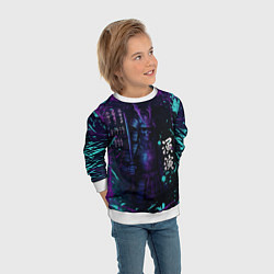 Свитшот детский Призрачный самурай - неоновый арт, цвет: 3D-белый — фото 2