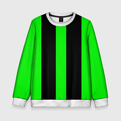 Свитшот детский Color green black lines, цвет: 3D-белый