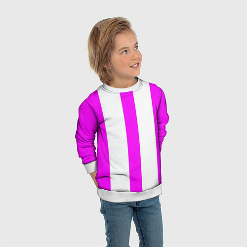Детский свитшот Color white pink lines / 3D-Белый – фото 3