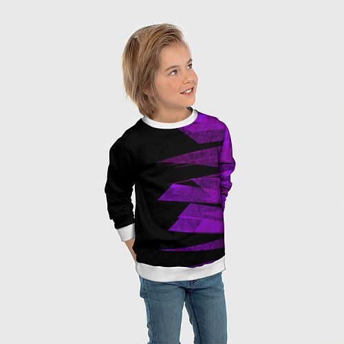 Детский свитшот Color purple black stripes / 3D-Белый – фото 3
