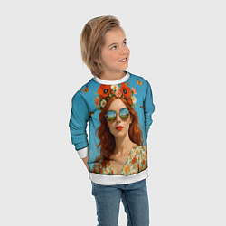 Свитшот детский Девушка в очках, цвет: 3D-белый — фото 2
