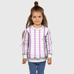 Свитшот детский Color white cage pink line, цвет: 3D-белый — фото 2