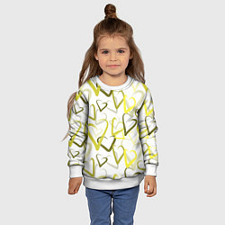 Свитшот детский Зеленые сердца, цвет: 3D-белый — фото 2