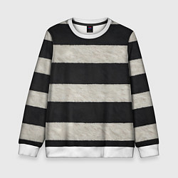 Свитшот детский Текстурные черно-белые полосы, цвет: 3D-белый