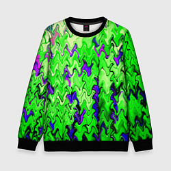 Свитшот детский Ярко-зелёный стекающая абстаркция, цвет: 3D-черный