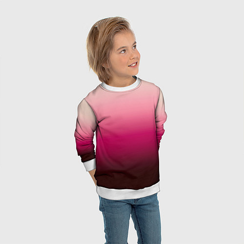 Детский свитшот Градиент transcendent pink омбре / 3D-Белый – фото 3