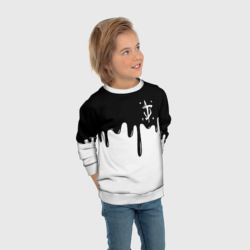 Детский свитшот Doom logo жидкие краски / 3D-Белый – фото 3