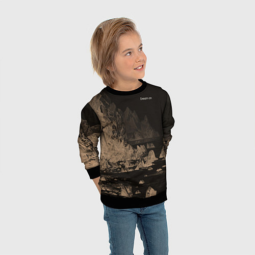 Детский свитшот Dream on тёмно-коричневый / 3D-Черный – фото 3