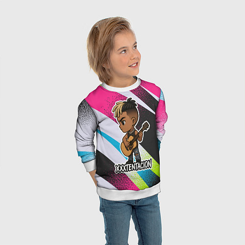 Детский свитшот XXXTentacion в мультяшном стиле / 3D-Белый – фото 3