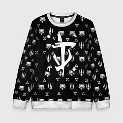 Свитшот детский Doom ведьмак логотипы, цвет: 3D-белый