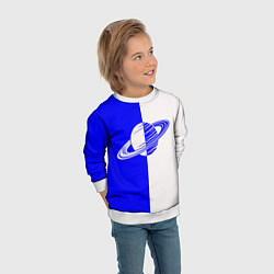 Свитшот детский Сатурн сине-белый, цвет: 3D-белый — фото 2