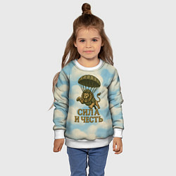 Свитшот детский Сила и честь лев ВДВ, цвет: 3D-белый — фото 2
