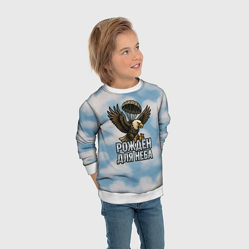 Детский свитшот Рожден для неба - орел ВДВ / 3D-Белый – фото 3