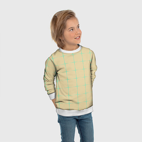 Детский свитшот Color beige green crosses / 3D-Белый – фото 3