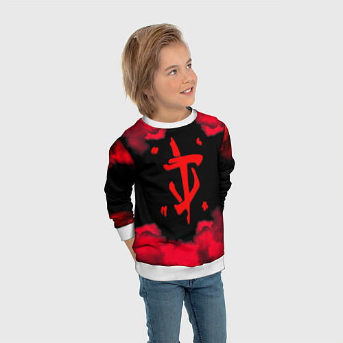 Детский свитшот Doom огненные краски / 3D-Белый – фото 3