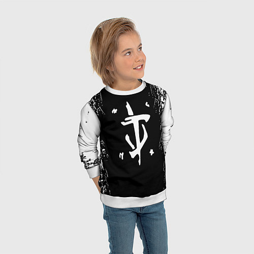 Детский свитшот Doom краска белая текстура / 3D-Белый – фото 3