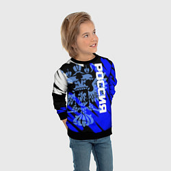 Свитшот детский Россия чёрно-синий штрихи, цвет: 3D-черный — фото 2