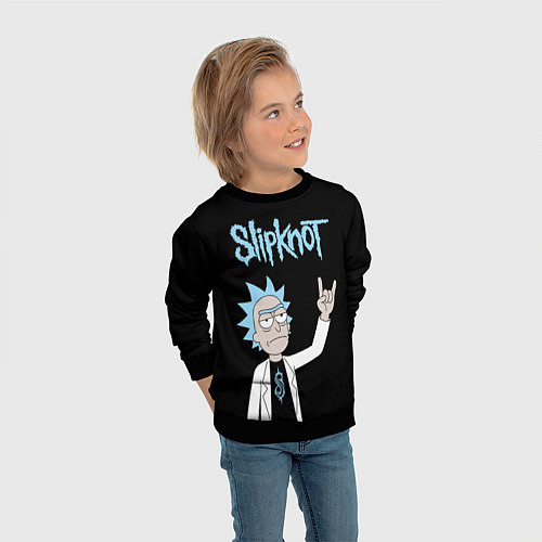 Детский свитшот Slipknot и Рик Санчес из Рик и Морти / 3D-Черный – фото 3
