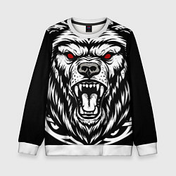 Свитшот детский Яростный медведь, цвет: 3D-белый