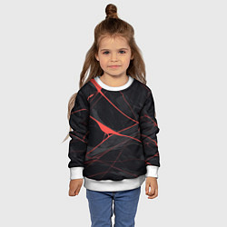 Свитшот детский Текстура мрамора с красными полосками, цвет: 3D-белый — фото 2
