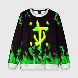 Детский свитшот Doom зелёный огонь