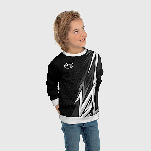 Детский свитшот Subaru - монохромный черный / 3D-Белый – фото 3