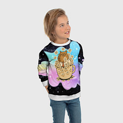 Свитшот детский Менеджер капибара в кружке в стикерах, цвет: 3D-белый — фото 2