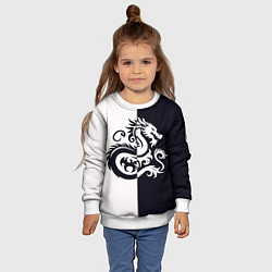 Свитшот детский Дракон на темно-синем, цвет: 3D-белый — фото 2