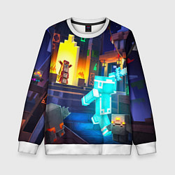 Свитшот детский Майнкрафт - рейд в подземелье, цвет: 3D-белый