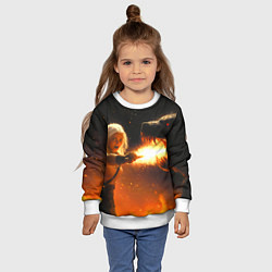 Свитшот детский Цири сражается с монстром медведем, цвет: 3D-белый — фото 2