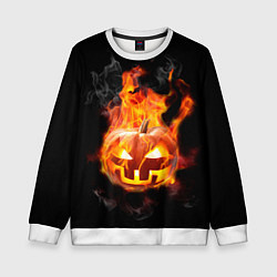 Свитшот детский Горящая тыква джек, цвет: 3D-белый