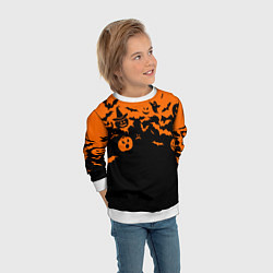 Свитшот детский Хэллоуин тыквы и призраки, цвет: 3D-белый — фото 2
