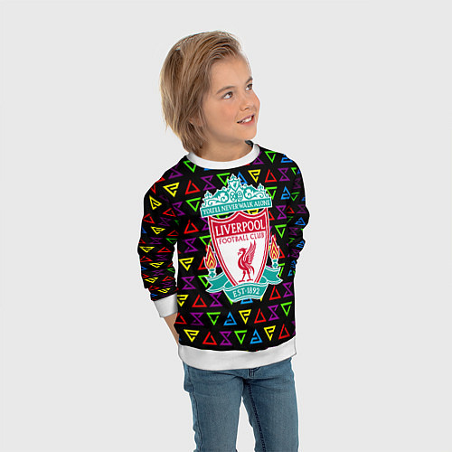 Детский свитшот Liverpool pattern neon / 3D-Белый – фото 3