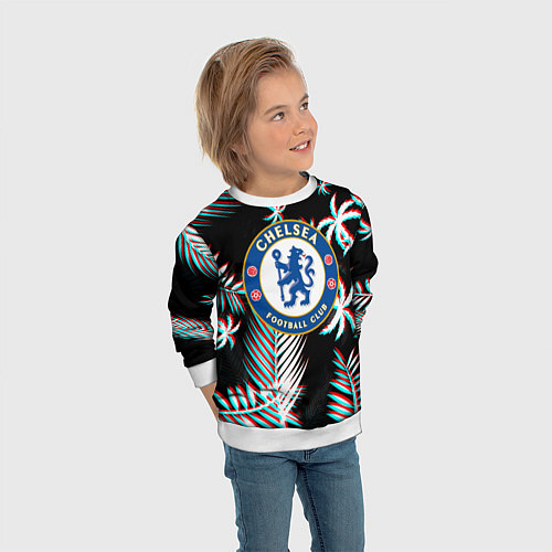 Детский свитшот Chelsea тропики глитч текстура / 3D-Белый – фото 3