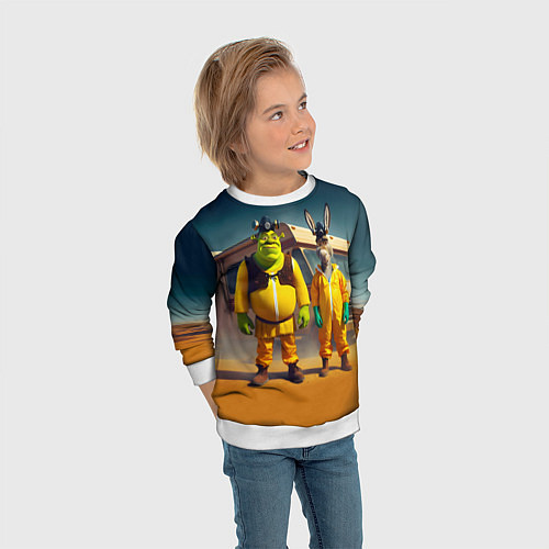 Детский свитшот Шрек и Данки пустились во все тяжкие / 3D-Белый – фото 3