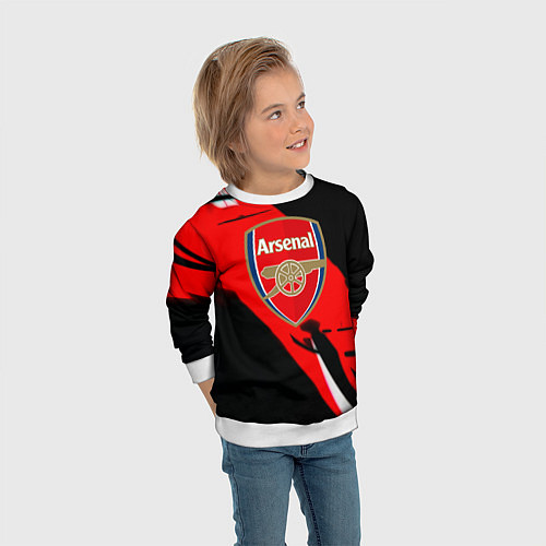 Детский свитшот Арсенал геометрия полосы краски / 3D-Белый – фото 3