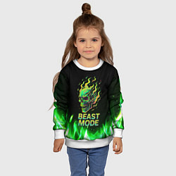 Свитшот детский Режим зверя огненный череп, цвет: 3D-белый — фото 2